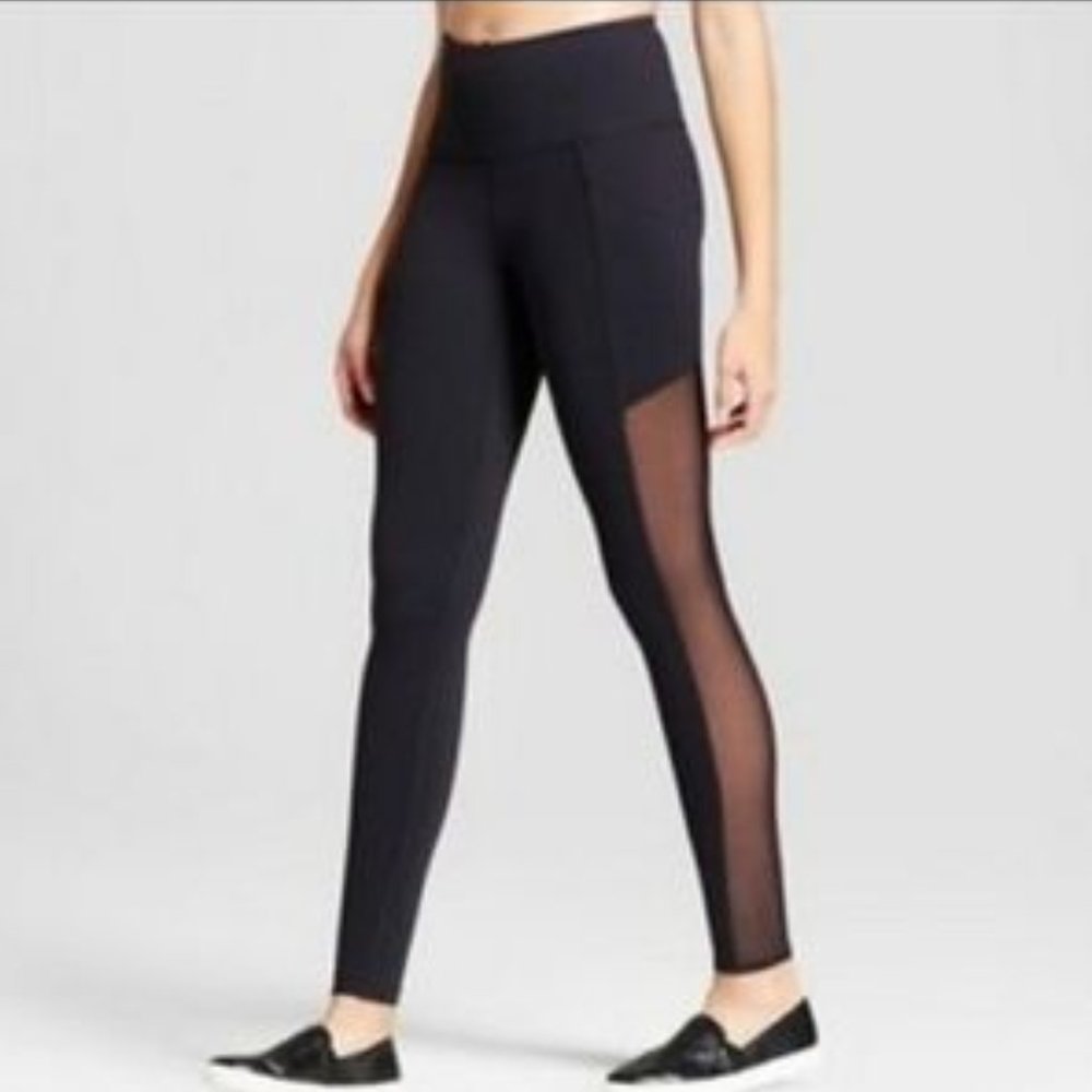 Black Leggings With Sheer Panelling